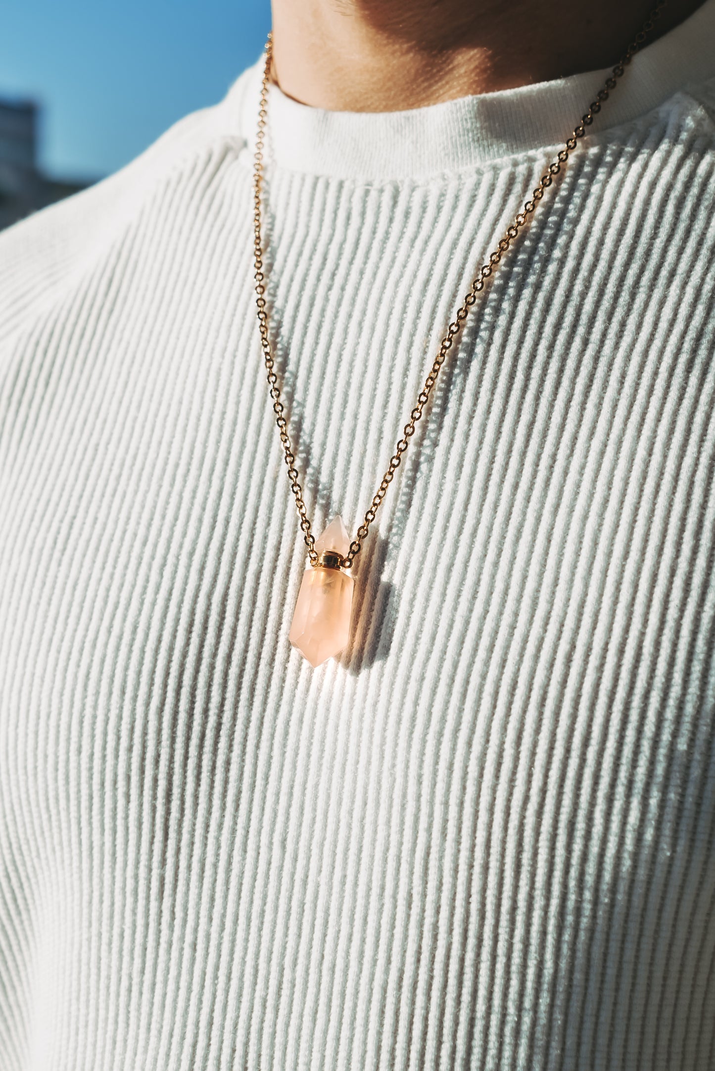 Rose Quartz pendant in 18k gold vermeil-RSJ Collection LLC