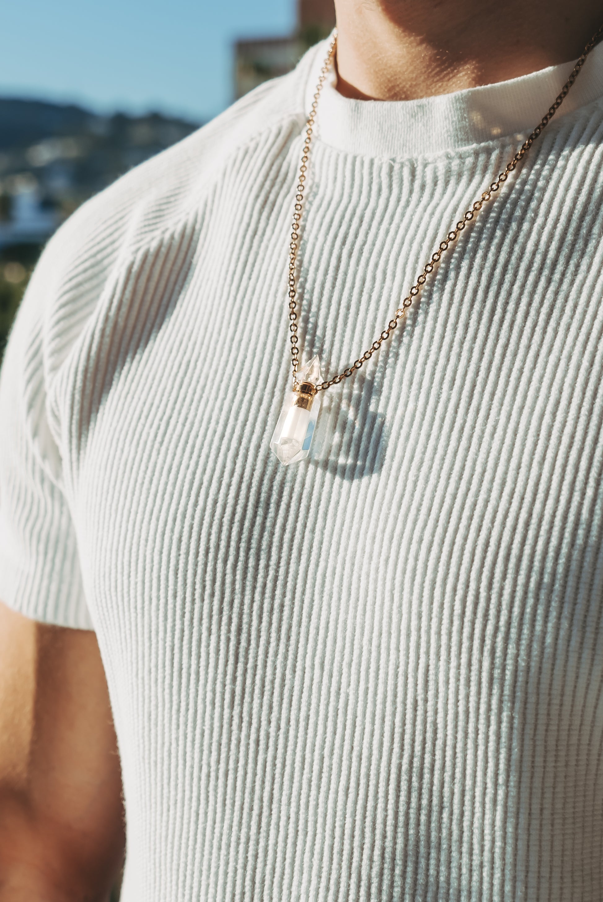 Clear Quartz pendant in 18k gold vermeil-RSJ Collection LLC