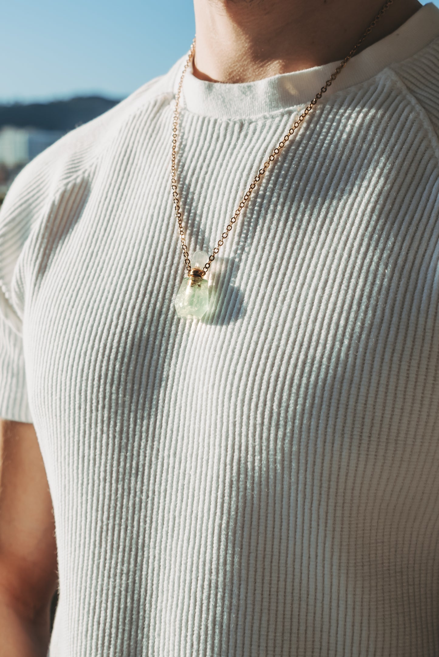 Green Fluorite pendant in 18k gold vermeil-RSJ Collection LLC