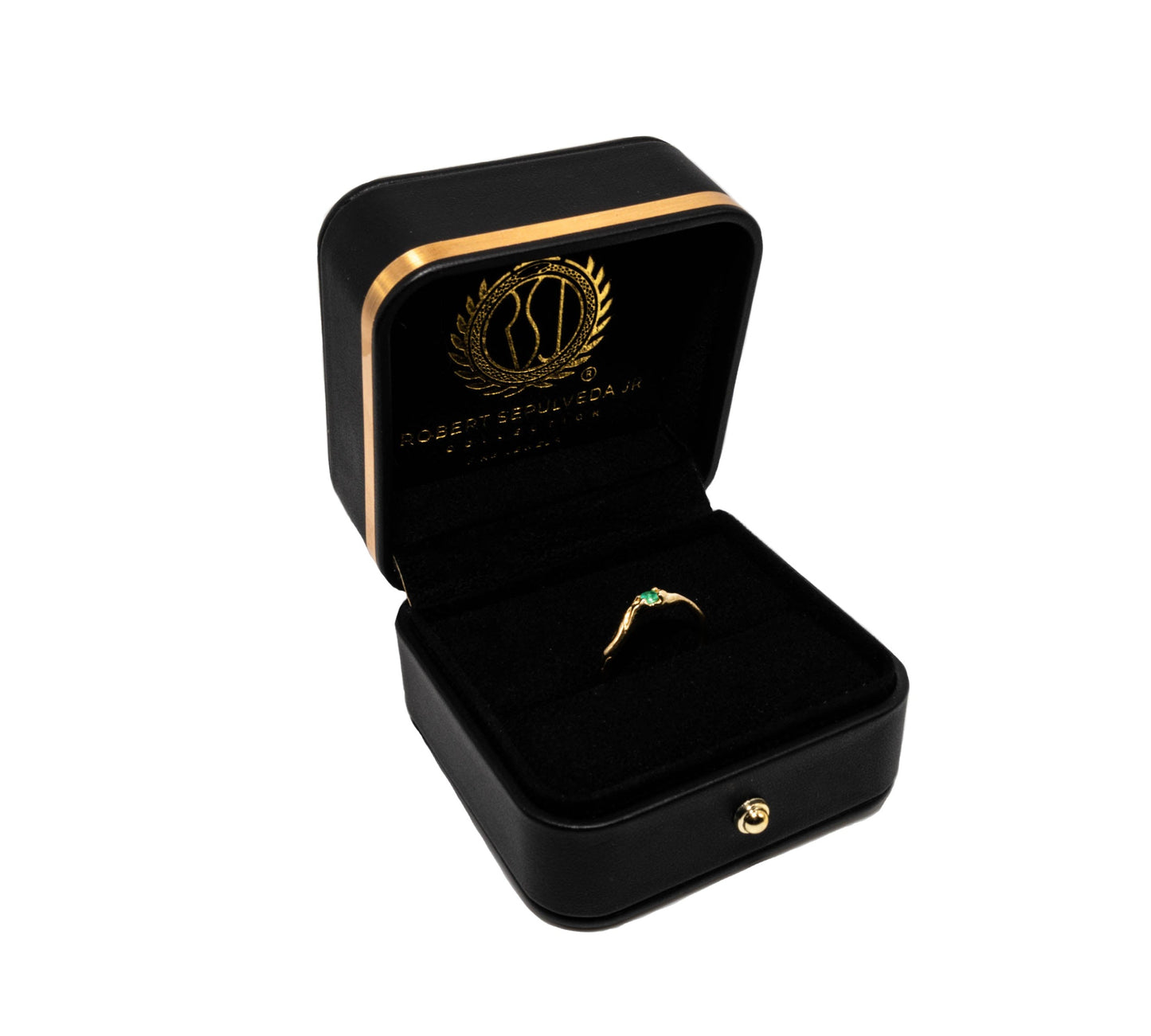 Emerald Bamboo ring in 18k gold vermeil