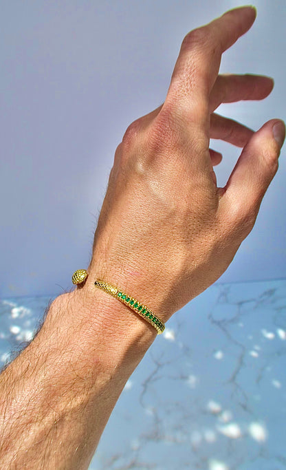 Emerald snake bracelet in 18k gold vermeil-RSJ Collection LLC