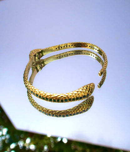 Emerald snake bracelet in 18k gold vermeil-RSJ Collection LLC