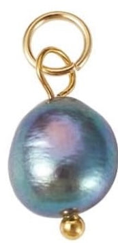 18K gold herringbone necklace - 20 inch in length - WITH - 5 pearl pendants in 18k gold setting - ALL 5 colors included!
