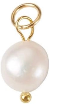 18K gold herringbone necklace - 20 inch in length - WITH - 5 pearl pendants in 18k gold setting - ALL 5 colors included!