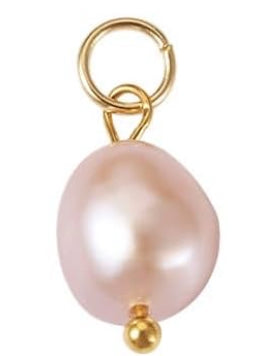 18K gold herringbone necklace - 20 inch in length - WITH - 5 pearl pendants in 18k gold setting - ALL 5 colors included!