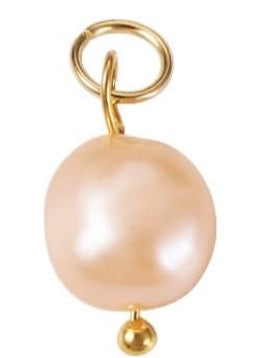 18K gold herringbone necklace - 20 inch in length - WITH - 5 pearl pendants in 18k gold setting - ALL 5 colors included!