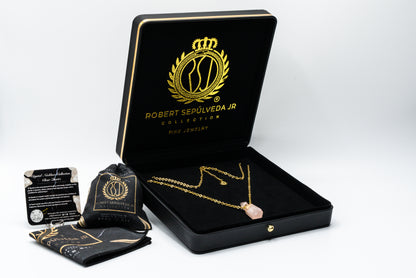 Rose Quartz pendant in 18k gold vermeil-RSJ Collection LLC