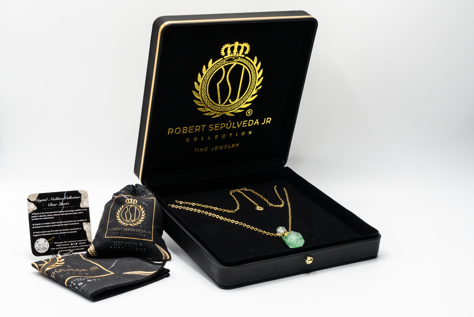 Green Fluorite pendant in 18k gold vermeil-RSJ Collection LLC