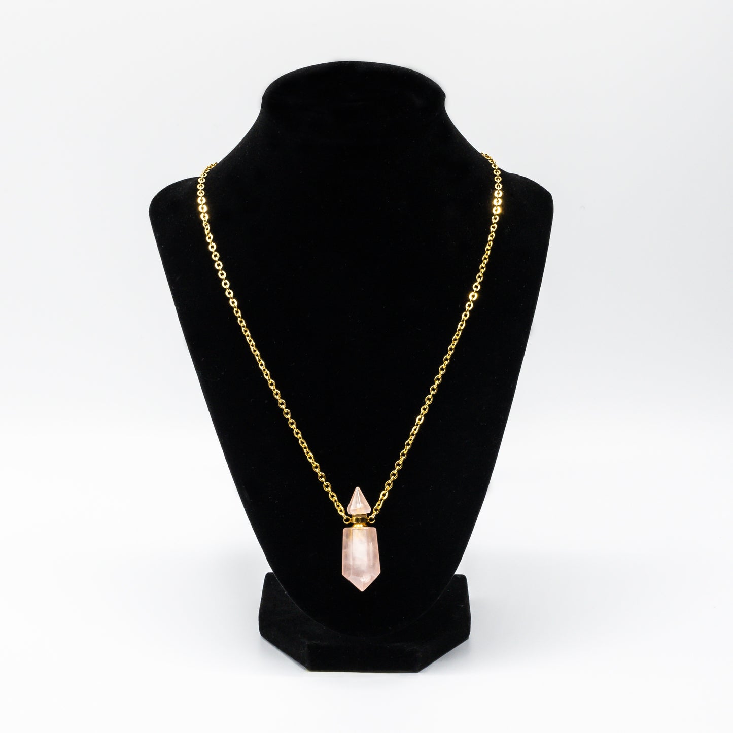 Rose Quartz pendant in 18k gold vermeil-RSJ Collection LLC