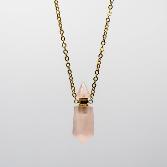 Rose Quartz pendant in 18k gold vermeil-RSJ Collection LLC