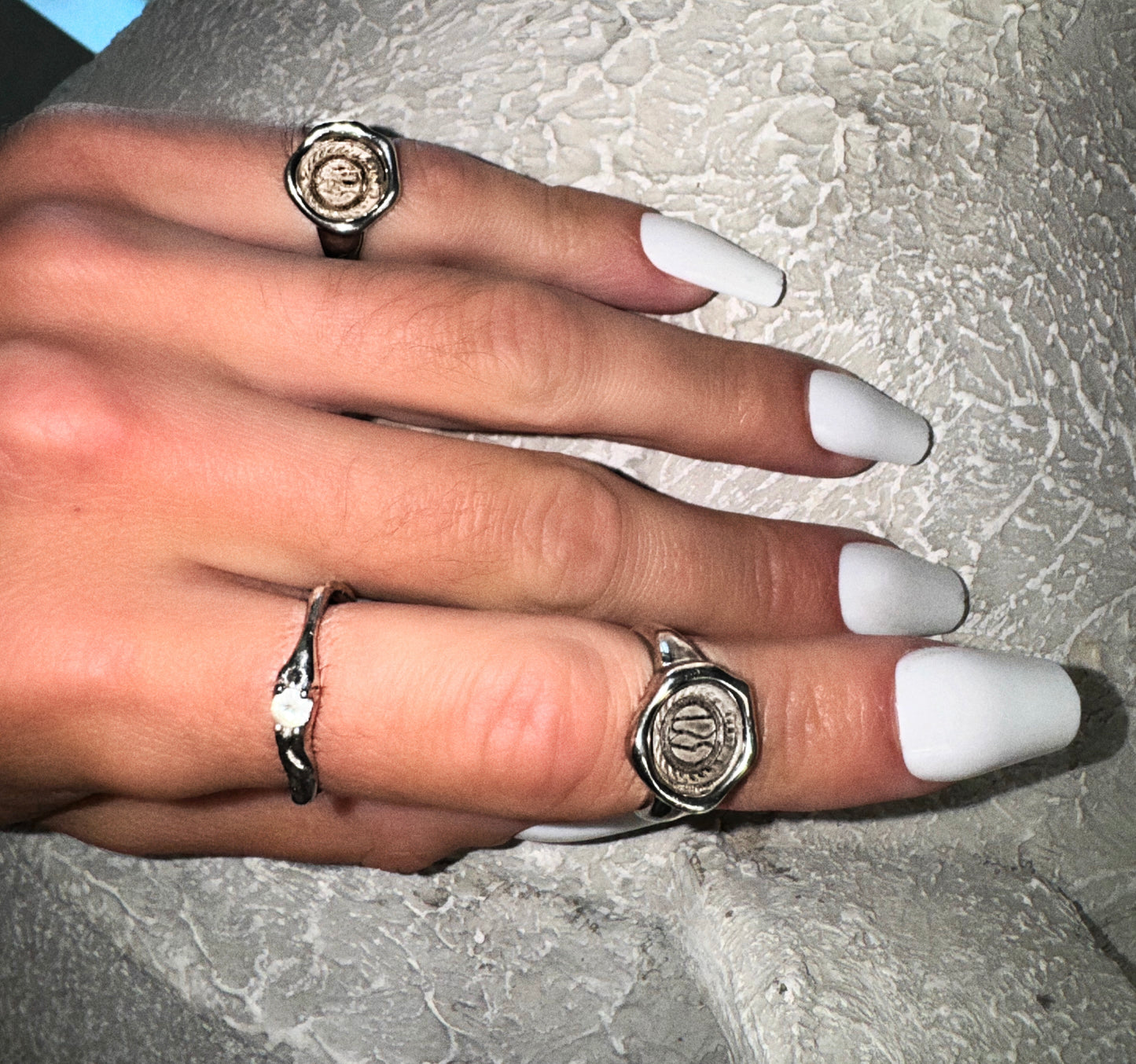 White Sapphire Bamboo ring in Sterling SIlver