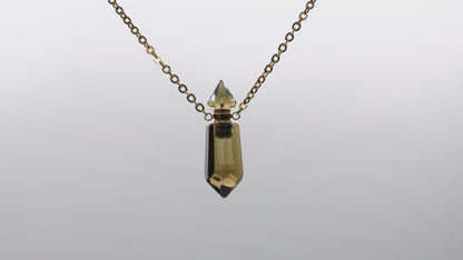 Smokey quartz natural crystal pendant in 18k gold vermeil - with twist off top