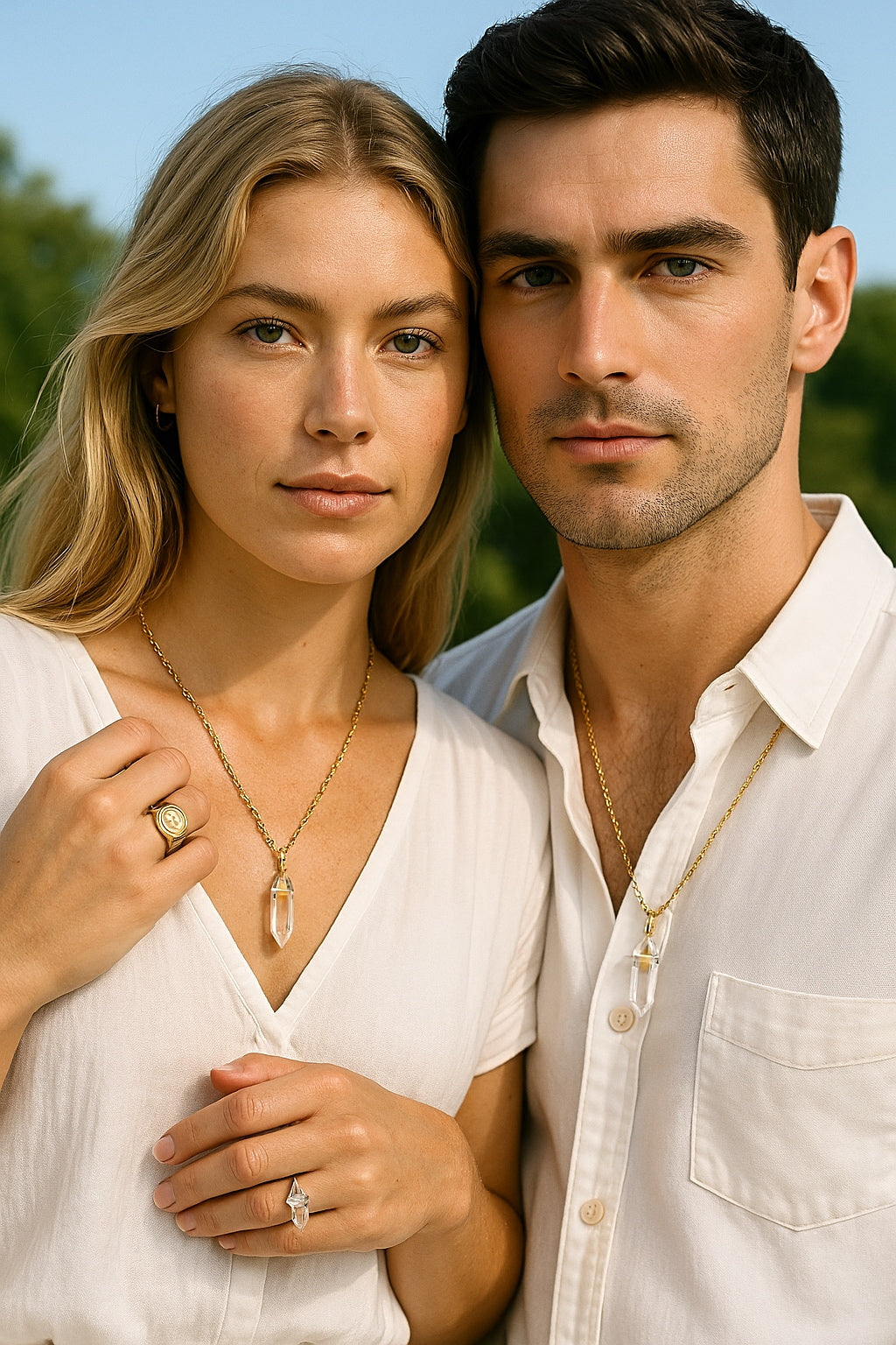 Clear Quartz pendant in 18k gold