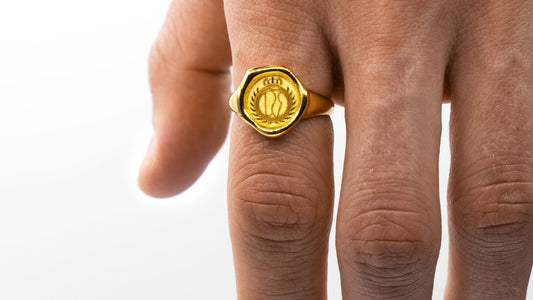 Gold Signet ring in 18k gold vermeil-RSJ Collection LLC