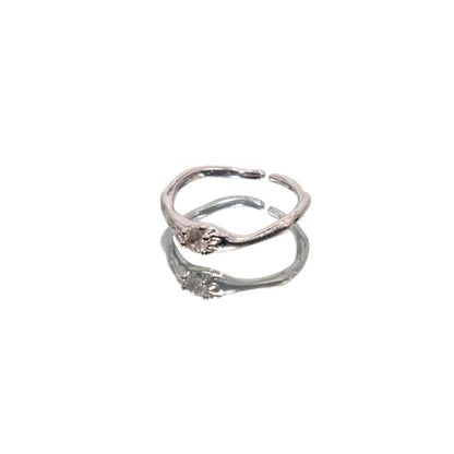White Sapphire Bamboo ring in Sterling SIlver