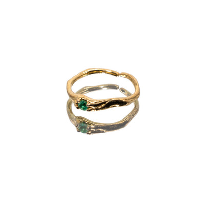 Emerald Bamboo ring in 18k gold vermeil