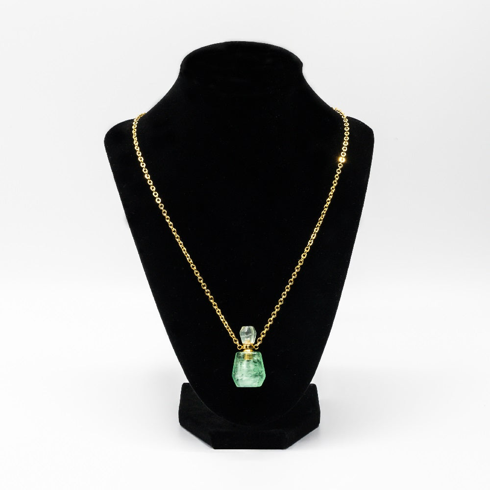 Green Fluorite pendant in 18k gold vermeil
